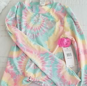 Betsey Johnson Girls 2 Piece Long Sleeve Rash Guard Bathing Suit Size 12 Newtags